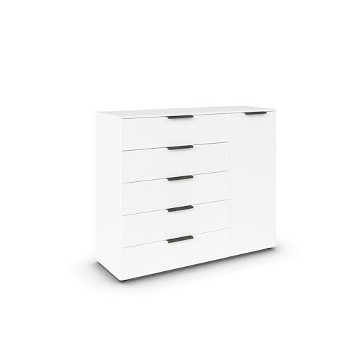 Rauch Möbel Flipp, Kombikommode, Kommode mit Stauraum für Wohnzimmer, Schlafzimmer, Flur, 2 Fachböden, Alpinweiß, 1-türig, 5 Schubkästen, Griffe Graphit, 120x100x42cm Rauch Möbel Flipp, Kombikommode, Kommode mit Stauraum für Wohnzimmer, Schlafzimmer, Flur, 2 Fachböden, Alpinweiß, 1-türig, 5 Schubkästen, Griffe Graphit, 120x100x42cm