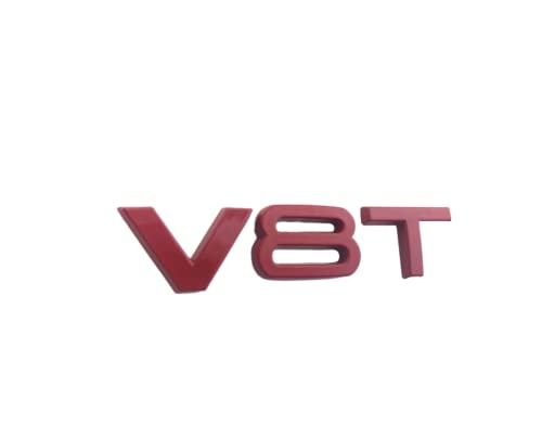 Image of Nameplate Compatible for V8 T Chrome Emblem 3D Trunk Logo Badge Compact Decoration(Red)