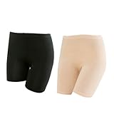 Gatuida 2 Piezas Pantalones Cortos Seguridad Verano para Mujer Leggings Ajustados Anti-Viento Cintura Alta Elástica Pack Modal Negro y Beige Talla