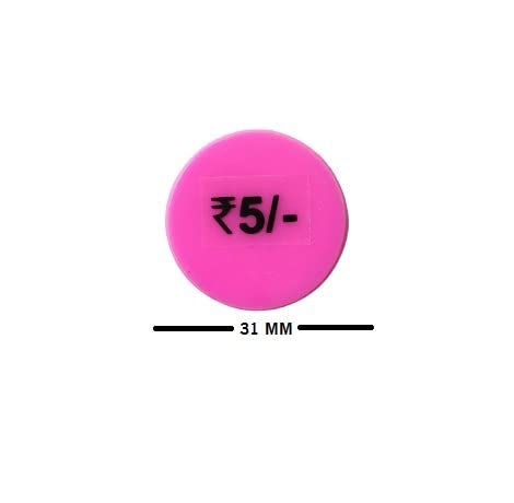 MOREL Pink Plastic Round Shape 5RS Token Coin, Chips for Shop, Restaurants CANTIN, Milk-Dairy |Total - 100 Coins Poker Rummy Token Coins.