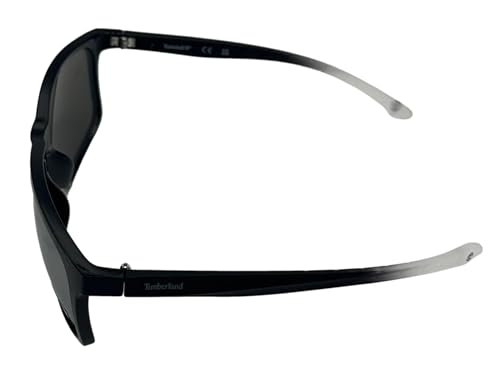Timberland Mens Shiny Black Plastic Rectangle Wrap Sunglass TB7255. 1C4