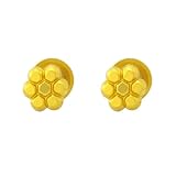 Pendientes de tuerca de oro amarillo fino de 18 quilates con diseño floral