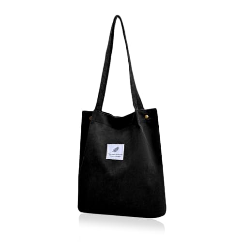 GIDWRIY Bolso de Pana Informal - Tote Bag para Hombro, Bandolera de Tela para Playa y Viaje Escolar GIDWRIY Bolso de Pana Informal - Tote Bag para Hombro, Bandolera de Tela para Playa y Viaje Escolar