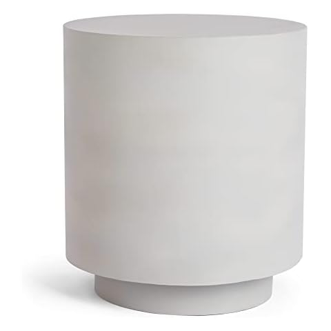 Spinningfield Concrete Effect Side Table - Light Soft Pale Grey Circular End Table, Modern & Contemporary Minimalist Industrial Table, Bedside & Nightstand, Round Accent Table for Living Room & Lounge Cover