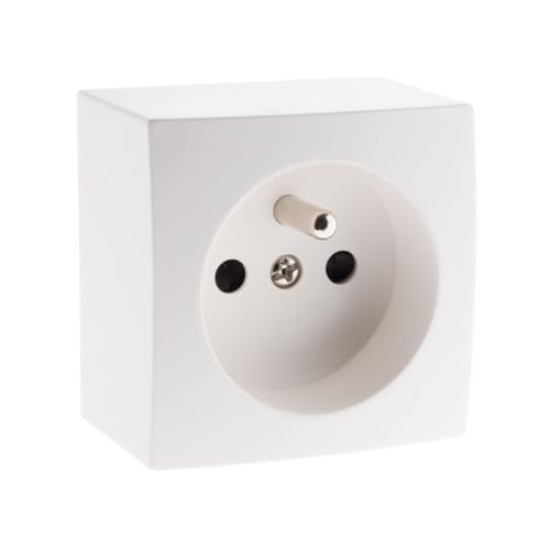 Zenitech Prise 16A 2P+T Simple en saillie - Blanc - Presto