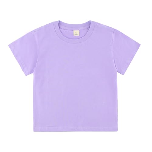 Image of Toddler Kids Short Sleeve Crew Neck T-Shirt Pullover, Loose Fit Casual Basic Tees for Boys Girls 2-8 Years