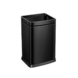 Cubo de basura cuadrado de acero inoxidable de 15 L, cubo interior extraíble, cesta de basura compacta para oficina o hogar, cubo de basura pequeño y elegante