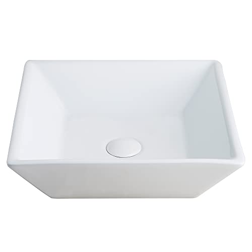 DeerValley DV-1V022 Bathroom Vessel Sink and Rectangular White Ceramic Porcelain Counter Top Vanity Bowl Sink