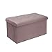 ZEMO Puff Otomano Terciopelo con Tapa 38x76x38cm - Taburete Rectagular Plegable para Almacenamiento / Reposapiés - Baúl Decorativo (Rosa)
