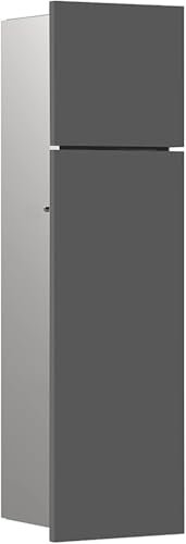 EMCO Asis Pure Unterputz-Schrankmodul, Badezimmerschrank als Toilettenpapierhalter & Klobürstenhalter, Hochschrank mit Push to Open-Funktion, grau matt Anschlag rechts, 975551503