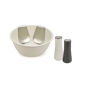 Joseph Joseph Serve It in Style Set with Salad Bowl, Stainless Steel Servers and Milltop Non-Spill Salt and Pepper Mills