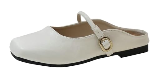 Mary Jane Mules for Women Casual Square Toe Flat Shoes Ballet Flats Shoes Comfortable Dressy Outdoor Shoe 2025