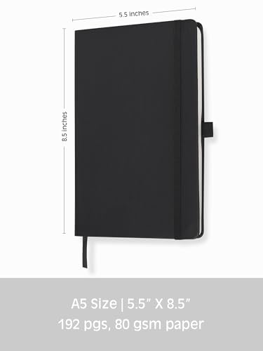 Image of Doodle Pack of 10 Personalized A5 Executive PU Leather Notebook Diary - Hard Bound Professional Office Notebook with Elastic Band, Ribbon Bookmark & Pen Loop | 160 Pages 80 GSM | Corporate & Personal Use - Black