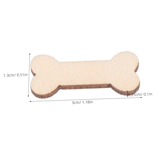 NUOBESTY 200stücke Holzknochenformen Unbearbeitete Bastelholzausschnitte in Knochenform Diy-hundeknochen-materialien Holzverzierungen für Handwerk und Dekorationsprojekte