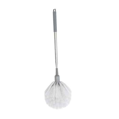Mikikit Plumero Extensible para Limpieza con Cabezal de Cerdas Duras para Eliminar Telarañas y Polvo Mango de Plástico Resistente Reutilizable y Fácil de Manejar Color Gris para Techos