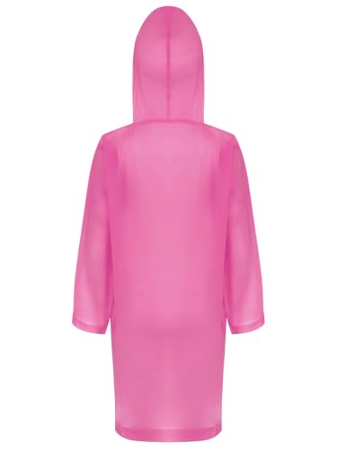 FEESHOW Kids Boys Girls Rain Ponchos Reusable Raincoats Waterproof EVA Rain Jacket Portable Rain Wear with Hat Hoodie2