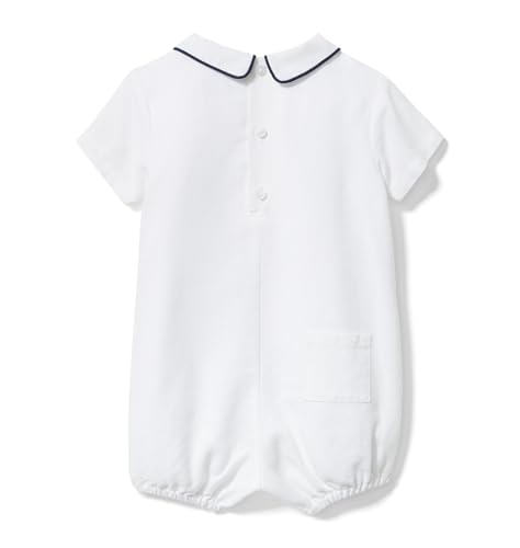 Janie and Jack Linen Collared One-Piece, WHITE, 6-12