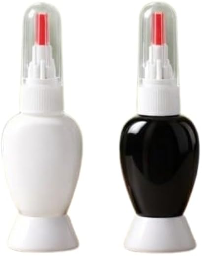 Zorenza Dotting Painting Nail Art Design Drawing Polish Brush Pen Tools Set Kit Nail Art (White Black) Pack Of 2