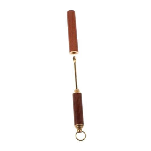 Mikinona Metal Ear Scoop Set Ear Wax Cleaner Retro Wooden Spoon Portable Earwax Removal Tool for Home Office and Travel