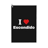 BASRETY I Love Escondido Golf Towel with Carabiner Clip for Golf Bag 24' X 16' Golf Towels Waffle Funny Pattern Golf Accessories