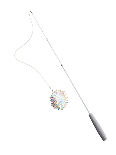 QWINEE 1pc Dragonfly Cat Teaser Wand Toys Interactive Cat Toy for Indoor Cats Kitty Kitten White One Size