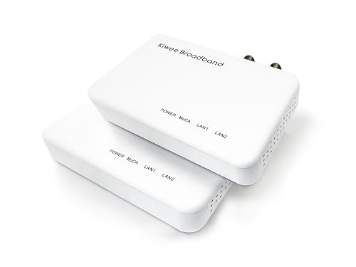 MoCA 2.5 Adapter with Dual 2.5GbE Ports (2-Pack) | High-Speed Ethernet Over Coaxial Network | 2.5Gbps Wired LAN for Streaming, Gaming, Mesh WiFi | Includes Coax & Ethernet Cables | KB-M3-02