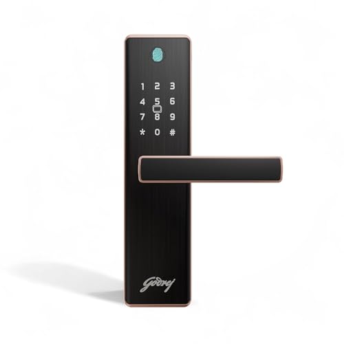 Image of Godrej 'New Launch' Smart Lock | Neo Prime Digital Lock for Wooden Door | Fingerprint, PIN, RFID Card & Mechanical Key | 4 in 1 Access | Rose Gold |3 Yrs Warranty