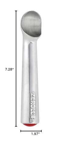 Zeroll Original Ice Cream Scoop Unique Liquid Filled Heat Conductive Handle Simple One-Piece Aluminum Design Easy Release, 1-Ounce, Silver