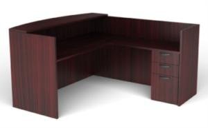 Offices to Go SL7130RDS L Shaped Reception Desk in American Dark Cherry
