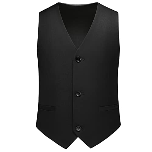 Image of Boy Suits 3 Piece Slim Fit Formal Suit Set with Tuxedo Jacket Vest Pants for Kids Wedding Ring Bearer Party