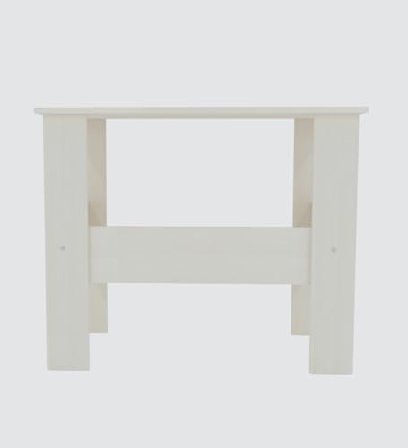 Image of Modern Compact Study Desk with Storage Shelf, White, Space-Saving Home Office Table, 90x50x74 cm