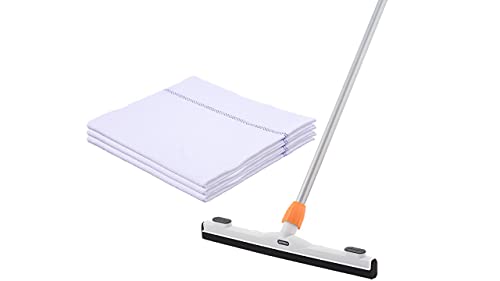 Image of Floor Squeegee Mop and Cloth for Tile, Concrete, Laminate, Garage, Bathroom 48 inch Long Handle 18 inch Window Foam Squeegee with 3 Cloths - Superio