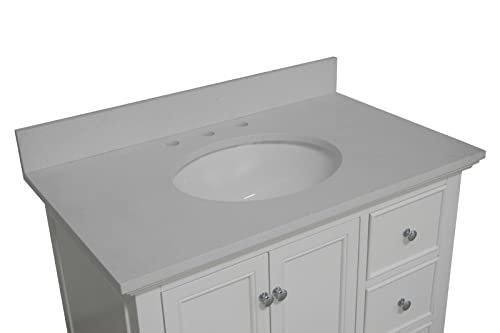Bella 36-Inch Bathroom Vanity (Quartz/White): Includes White Cabinet With Stunning Quartz Countertop And White Ceramic Sink #TOP5
