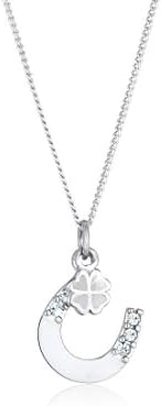 Elli Halskette Damen Hufeisen Kleeblatt mit Kristallen in 925 Sterling Silber