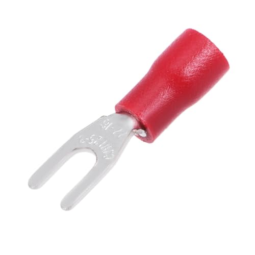 100Pcs SV1.25-3.2 Insulated Fork Spade Connector Crimp Terminal 22-16AWG Red