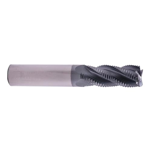Image of 4 Flute Solid Carbide Roughing End Mill(1Pc, 1 /2 inch), ALCrSiN Nano Coated | 35 Helix, 1 /2 inch Cutting Dia, 1 /2 inch Shank Dia, 1-1 /4 inch LOC, 3 inch OAL, for Milling Alloy Steel, Carbon Steel, Cast Iron