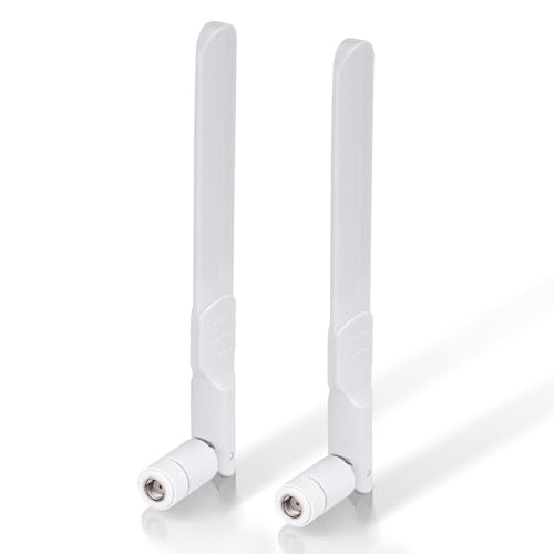 Bingfu Dual Band WiFi 2,4 GHz 5 GHz 8 dBi MIMO RP-SMA-Stecker Antenne (2er-Pack) für WLAN-Router, Drahtlose Netzwerkkarte, USB-Adapter, Sicherheit, IP-Kamera, Videoüberwachungsmonitor, Weiß