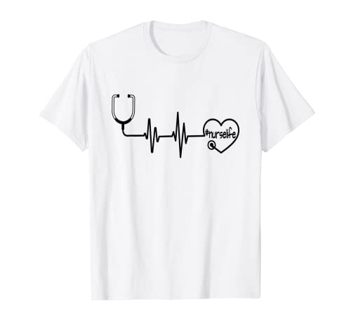 Estetoscopio EKG Heartbeat Enfermera Vida Camiseta