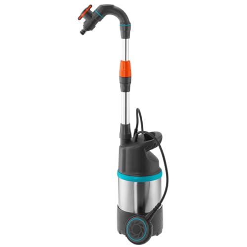 Gardena Regenfasspumpe 4700/2 inox mit Kabel: Tauchdruckpumpe mit integriertem Filter, Fördermenge 4700 l/h, rostfreies Gehäuse, Regulierventil zur Einstellung der Wassermenge (1764-20)