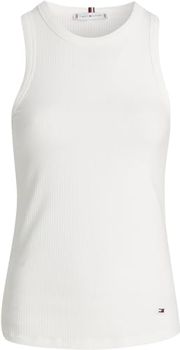 Tommy Hilfiger Damen Top Slim Rib Tank Top mit Stretch, Weiß (Ecru), XXS – Ansicht 5