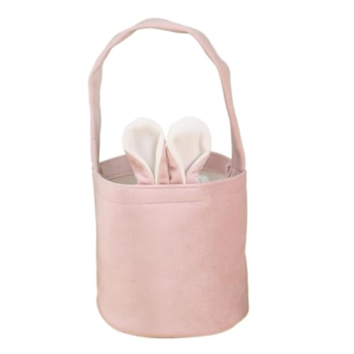 Zhzrche Easter Bunny Tote Bags, Pink Easter Basket for Eggs, Gifts and Party Favor Supplies