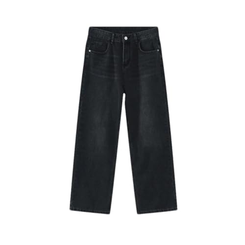 Men's Classic Straight Leg Denim Jeans Wide Fit Vintage Style Casual High Street Long Pants