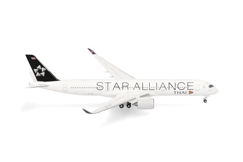 Herpa model samolotu Thai Airways Airbus A350-900 „Star Alliance”, miniatura w skali 1:500, model kolekcjonerski, bez podstawki, metal