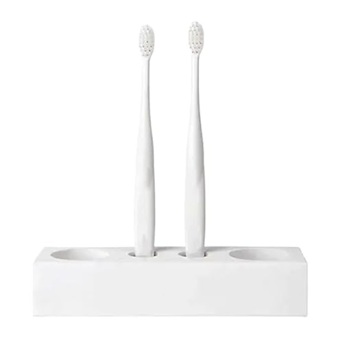 大理石、バスルーム電動歯ブラシホルダー、歯磨き粉スタンド4スロット(White)