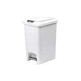 Superio 10L Slim Step & Push Trash Can - Dual Opening, Compact Design (10.63'x7.68'x13.53') - White