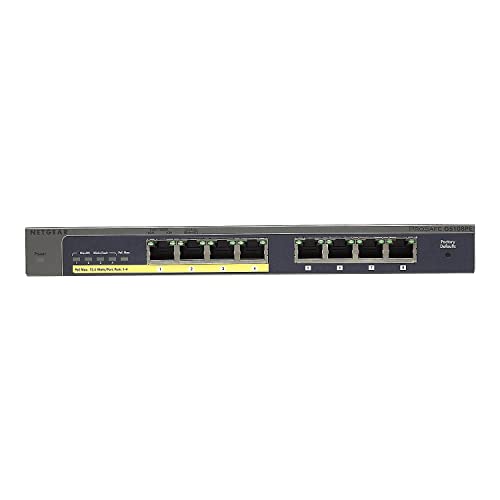 NETGEAR 8-Port PoE Gigabit Ethernet Plus Switch (GS108PEv3) - Managed, with 4 x PoE @ 53W, Desktop or Wall Mount, and Limited Lifetime Protection