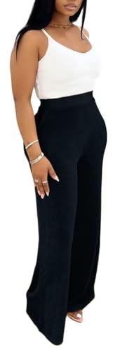 Womens High Waisted Wide Leg Pants Dressy Casual Lightweight Stretchy Loose Lounge Pants4
