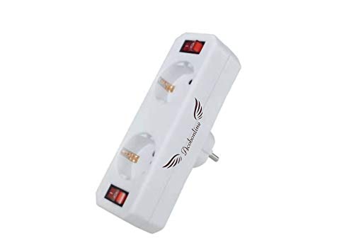 Acobonline-Adaptador 2 tomas con 2 interruptores,distribuidor de 2 tomas con interruptores,ladron con interruptor (2 TOMAS-A)