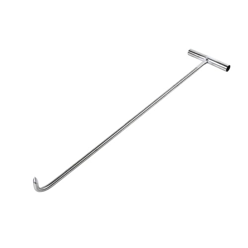 Qianly Manhole Hook Tool Versatile Lifter, Portable Steel Door Lifting Hook Sturdy T Shape Hook for Septic Tank Lids Sewer Lids, 38cm 10mm sharp