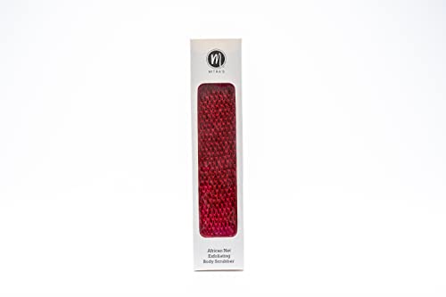 African Net Exfoliating Shower Body Scrubber/Exfoliating Back Scrubber/Skin Smoother/Great for Daily Use - Red